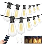 btfarm 100FT LED Outdoor String Lights Waterproof with Remote, Patio Lights with 32+2 ST38 Edison...