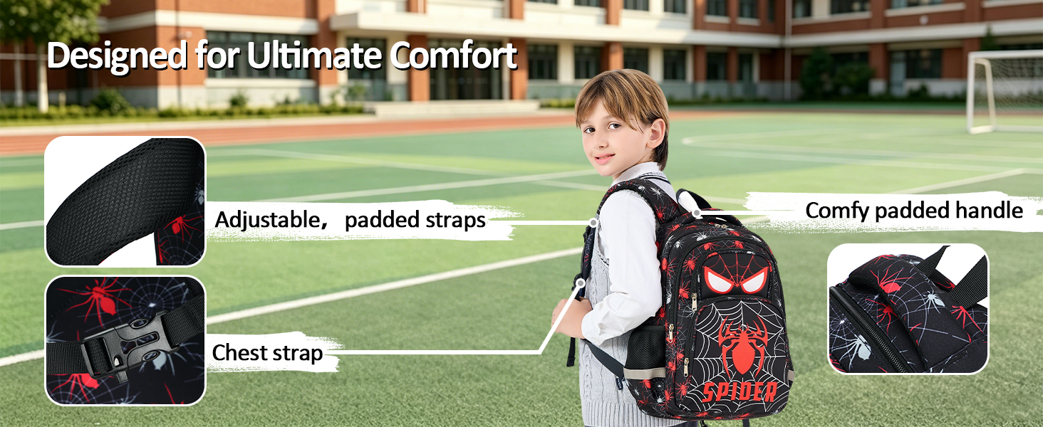 Designed for ultimate comfort, with adjustable thick straps, thick handles, and chest buckle design.