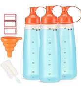 Condiment Squeeze Bottle Wide Mouth, Ondiomn 3 Pack 550ml Empty Reusable Squeeze Bottles for Hone...