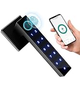 Fingerprint Door Lock, Keyless Entry Lock with Handle, Smart Door Knob with Keypad for Bedroom Ho...