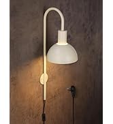 TORCHSTAR Metal Plug-in Wall Sconce, Wall Lamp with Plug in Cord, Indoor Wall Decor Light, E26 Ba...