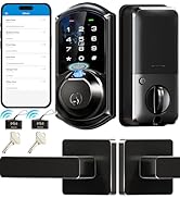 Veise VE07-L Fingerprint Smart Locks for Front Door with Zinc Alloy Handle Set, App Control, Keyl...