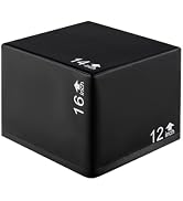 SPORFIT 3 in 1 Extra Firm Soft Plyo Box Foam Plyometric Box, 16” x 14” x 12” Heavy Duty High Dens...