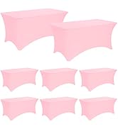 JALANCY 8 Pack 6FT Spandex Table Covers Fitted Rectangle Tablecloth Washable Wrinkle Resistant St...