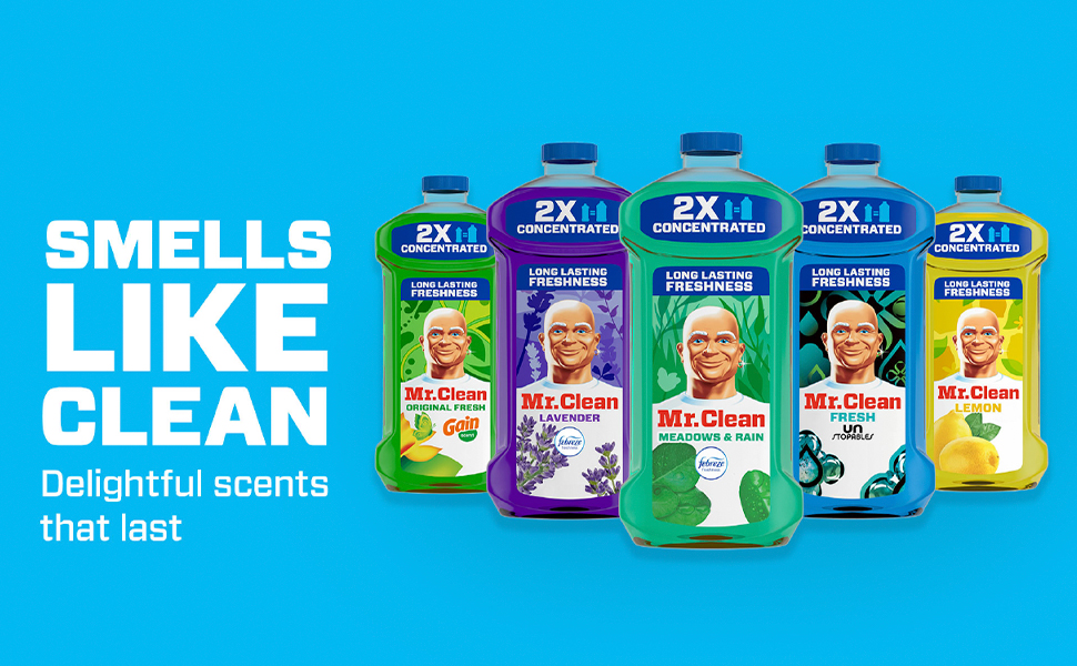 Mr. Clean 2X Concentrated Multi Surface Cleaner Febreze Meadows &amp; Rain Scent - Smells Like Clean