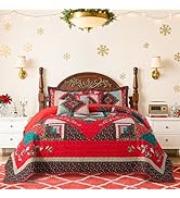 BEDIFANY Christmas King Size Quilt Set - Cotton Bedspreads King for Bed - Lightweight Farmhouse K...
