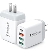 USB C Charger Block, OKRAY 2-Pack 4-Port 40W Fast Charging USB C Charger, QC/PD3.0 Type C Wall Ch...
