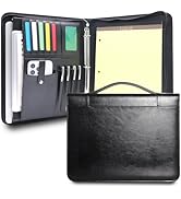 FORTAVEM Faux Leather Portfolio with Handle – 3-Ring Padfolio Organizer for 13.9" Laptop/Tablet, ...