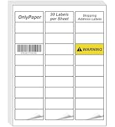 OnlyPaper 30up Shipping Labels - 30 Sheets 1" X 2-5/8" Self Adhesive Mailing Labels, White Addres...