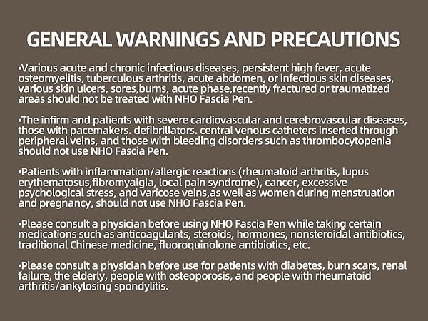 Contraindications for Using the NHO Electric Fascia Scraper