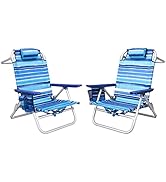 OFIKA Folding Camping Chairs for Outside, High Back Beach Chairs Lawn Chairs with Headrest, Adjus...