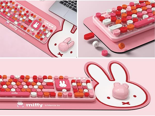 MIFFY MIPOW 104-Key Wireless Keyboard &amp; Mouse Set with Large Desk Pad Matt