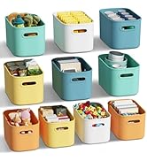 ORGIDOL 10 Pack Colorful Plastic Storage Bins, Storage Container for Organizing, Colored Storage ...