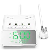 Kungfuking Electronic Alarm Clock with USB Power Strip, PD 20W Alarm Clock Charging Station with ...