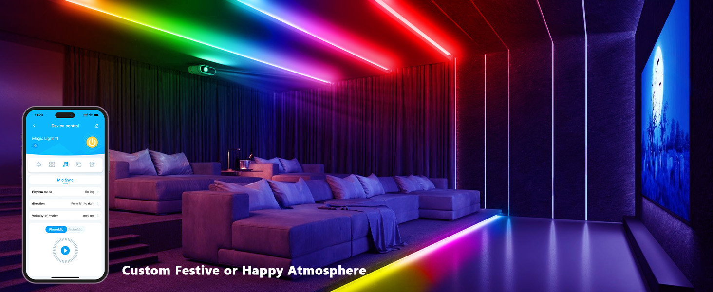 Smart RGB COB LED IC Strip Lights, Addressable High Density Flexible with Remote &amp; App Control