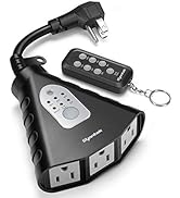 Syantek Outdoor Light Timer, Waterproof Outdoor Remote Control Outlet, Plug-in Timer Switch, 100 ...