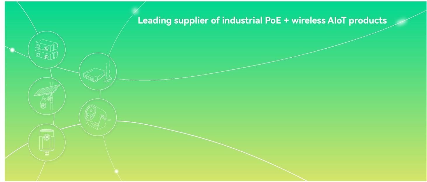 a green and blue background with a line of industrial [ unused0 ] and wires.
