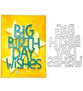 LZBRDY Big Birthday Wishes Words Embossing Metal Cutting Dies for Card Making &amp; Scrapbooking, Bir...