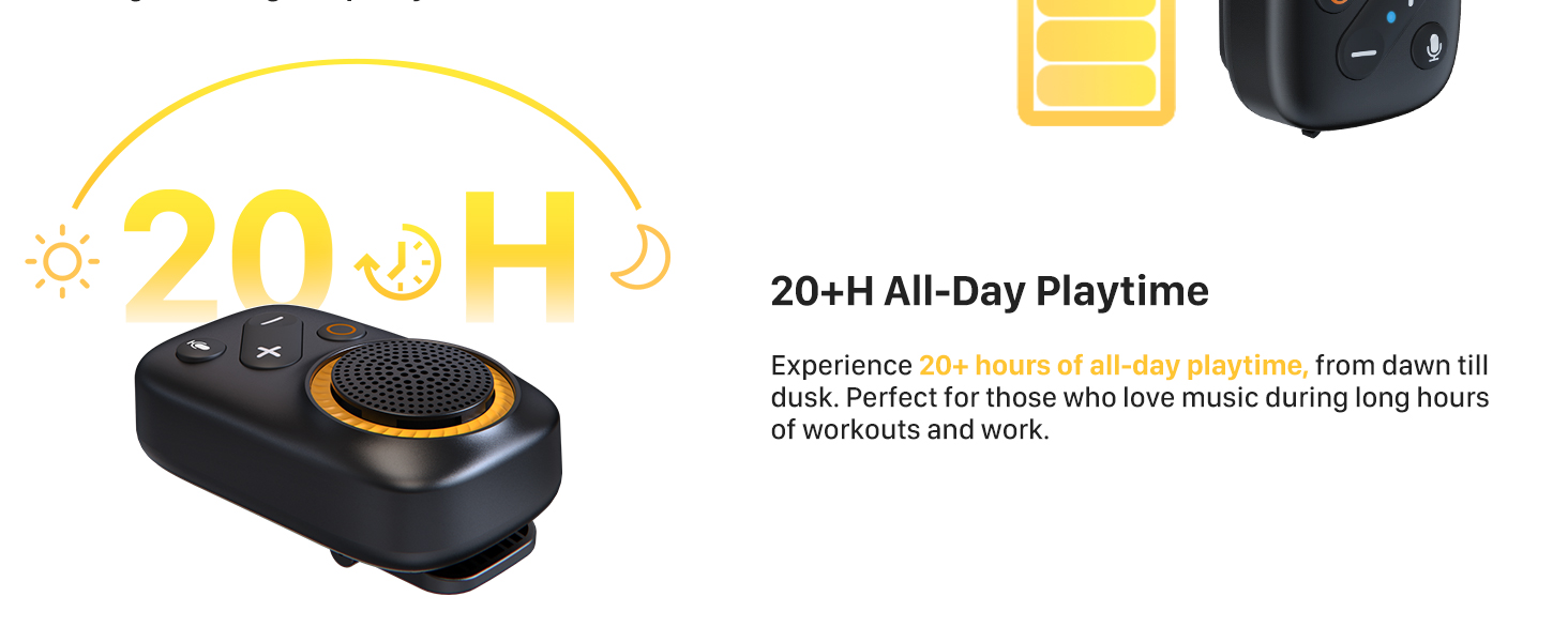 Portable Wearable Speaker - 20+h all-day playtime