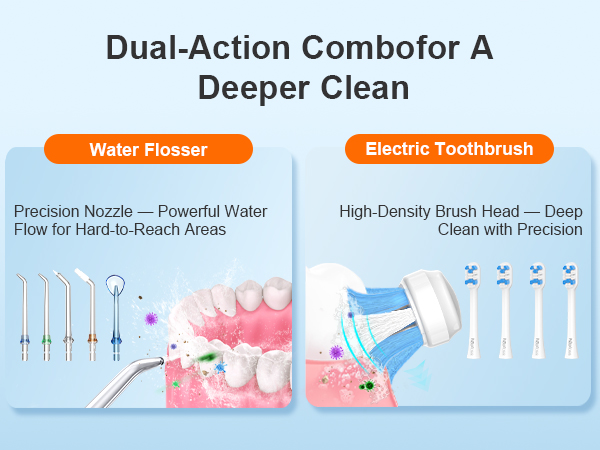 2 in 1 toothbrush and water flosser