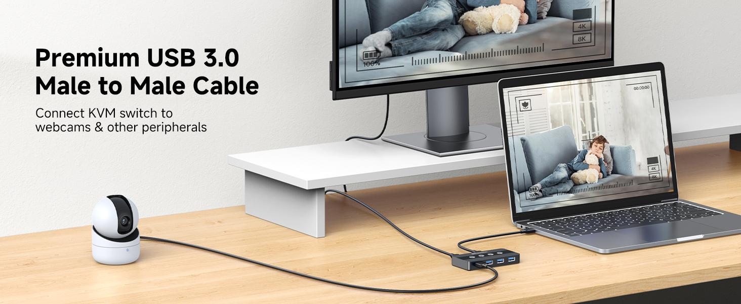 USB A to USB A cable for high-speed data transfer up to 5Gbps.