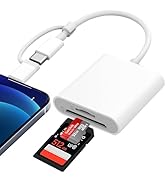 SD Card Reader for iPhone iPad Mac, Dual Connector (Lightening &amp; USB-C) Memory Card Reader, SD Ca...