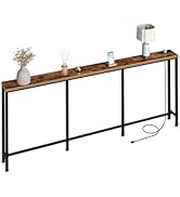 CHOEZON 78.7'' Narrow Console Table with Power Outlet 7.1" Skinny Sofa Table, Long Behind Couch T...