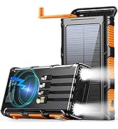 GOODaaa Power Bank Wireless Charger 45800mAh Built in Hand Crank and 4 Cables 15W Fast Charging P...