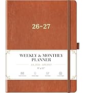 2026-2027 Planner - Academic Planner 2026-2027, July 2026 - June 2027, 9" x 11", Leather Planner ...