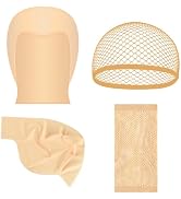 NEBURORA 4 Pcs Bald Cap Halloween Latex Bald Caps for Adults Women Men Wig Cap Costume for Hallow...