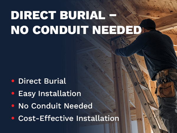 Coated in a sunlight resistant jacket that is flame retardant, moisture, and corrosion resistant