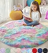 PAGISOFE Round Area Rug,4'X4',Fluffy Rugs for Bedroom, Rugs for girls/boys Room,Fuzzy Rugs for Nu...