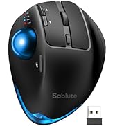 Wireless Trackball Mouse, Ergonomic Bluetooth Rechargeable Computer Mouse, Backlit Rollerball Thu...