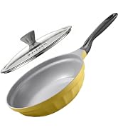 BUYDEEM 11" Ceramic Nonstick Frying Pan with Glass Lid, PFAS Free Nonstick Skillet, 5.5mm Heavy-D...