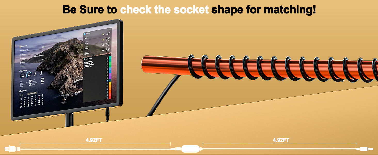 19V LG Monitor Power Cord