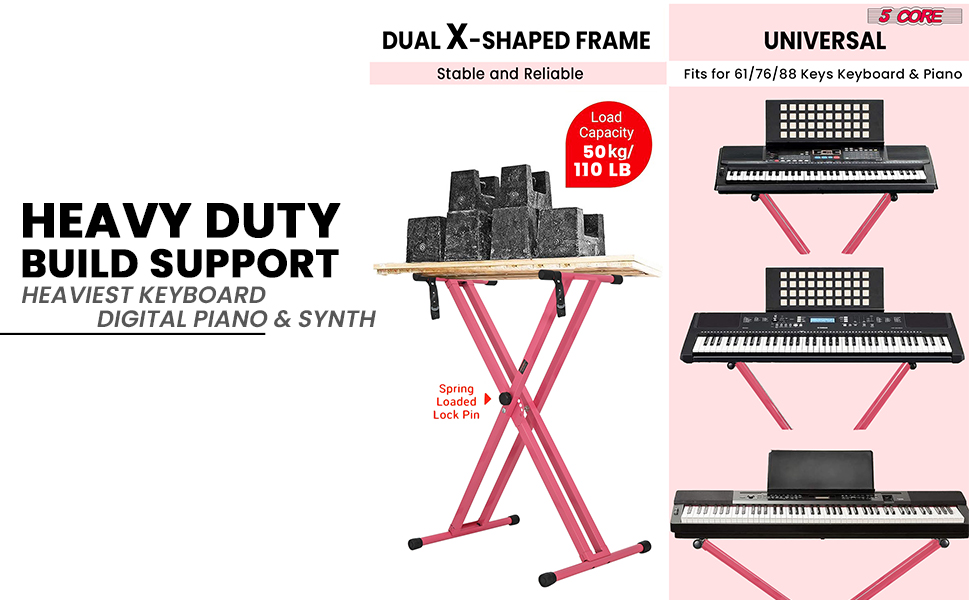Keyboard Stand Single X Style 7 Adjustable Digital Electric Piano 61 76 88 Keys