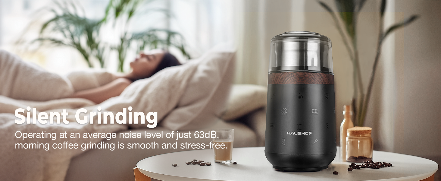 HAUSHOF Black Electric Coffee Blade Grinder (UL Plug)