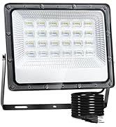 CREATESTAR 50W LED Flood Light Outdoor, 6000LM Super Bright LED Work Light with Plug, 6500K Dayli...