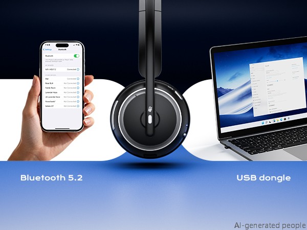 Stable Bluetooth or USB dongle connection. Compatible with laptop, PC, mainstream meeting software