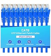 XANHAM Cat6 Ethernet Cable 3 Feet 10 Pack Network RJ45 Cat6 Internet Patch Cable, Unshielded, Blue