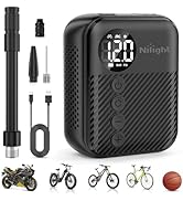 Nilight Mini Bike Pump with Gauge Fast Inflate Tiny Bicycle Air Pump Portable Air Inflator 150PSI...