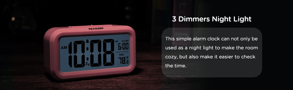 Peakeep Night Light Digital Alarm Clock