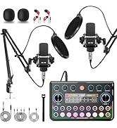 ALSO GO Upgraded Podcast Microphone Bundle, Podcast Equipment Bundle for 2, Recording Studio Equi...