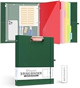 Ospelelf 3 Ring Binder 1 Inch Binder Organizer with Zipper Pouch, Linen Hardcover Portfolio Clipb...