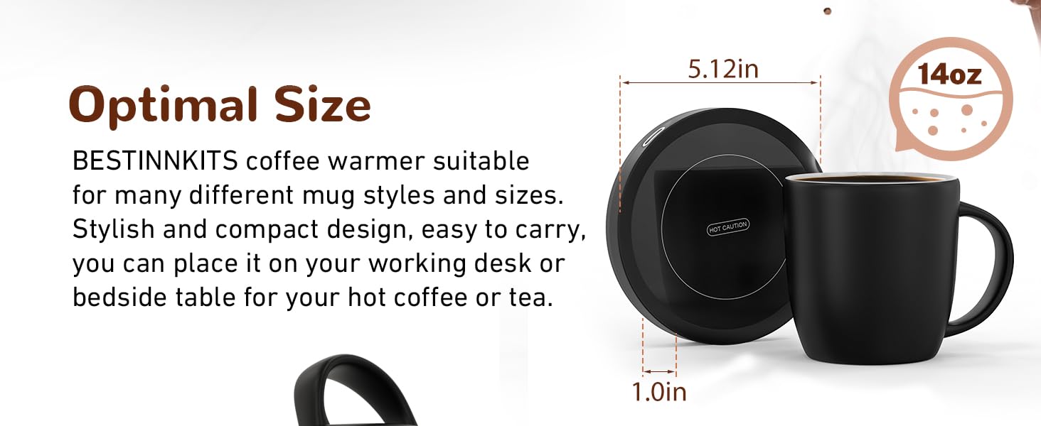 BESTINNKITS Auto OnOff Gravity-Induction Mug Warmer for Office Desk Use