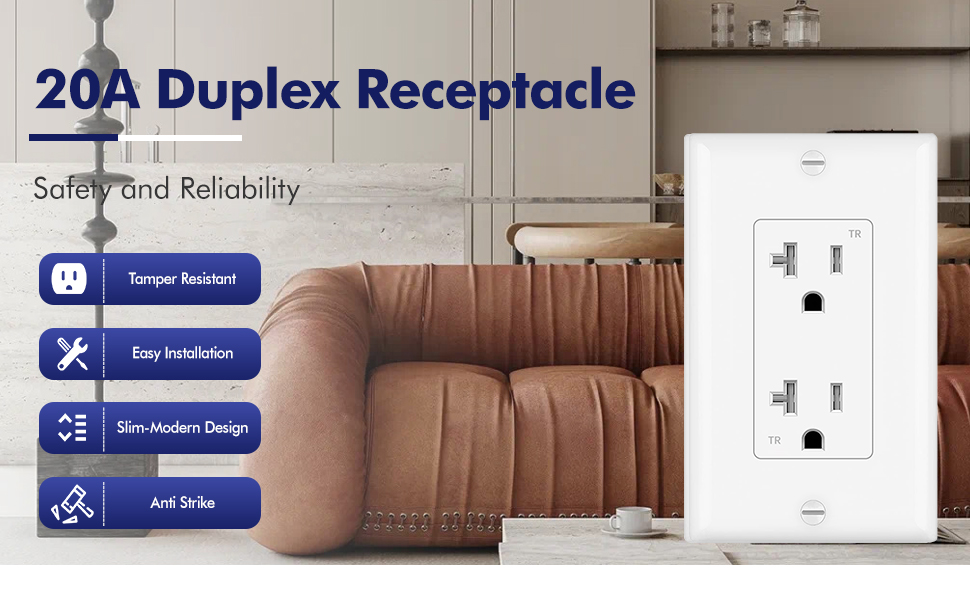 20A outlet snow white with plate