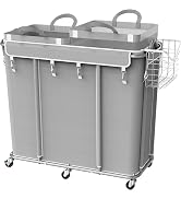 Simple Houseware Extra Large 2 Section Rolling Laundry Cart 265L (70 Gal) – Heavy Duty Hamper wit...