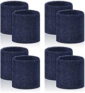 8 Pcs Sports Wrist Sweat Bands for Men &amp; Women, Absorbent Wrist Sweatbands Tennis Wristbands, Ela...