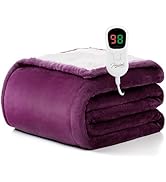 Homemate Heated Blanket Electric Throw - 50"x60" Heating Blanket Throw 1/2/4/6/8 Hours Auto-Off 1...