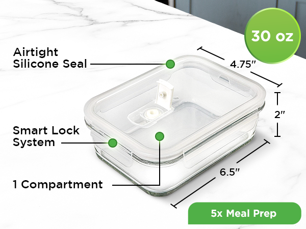 Features and dimensions of the glass containers